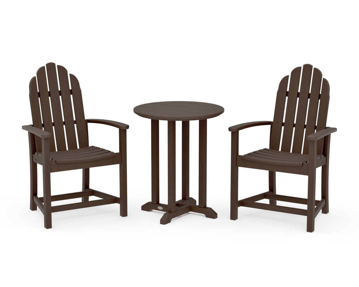 POLYWOOD Classic Adirondack 3-Piece Round Bistro Dining Set in Kona