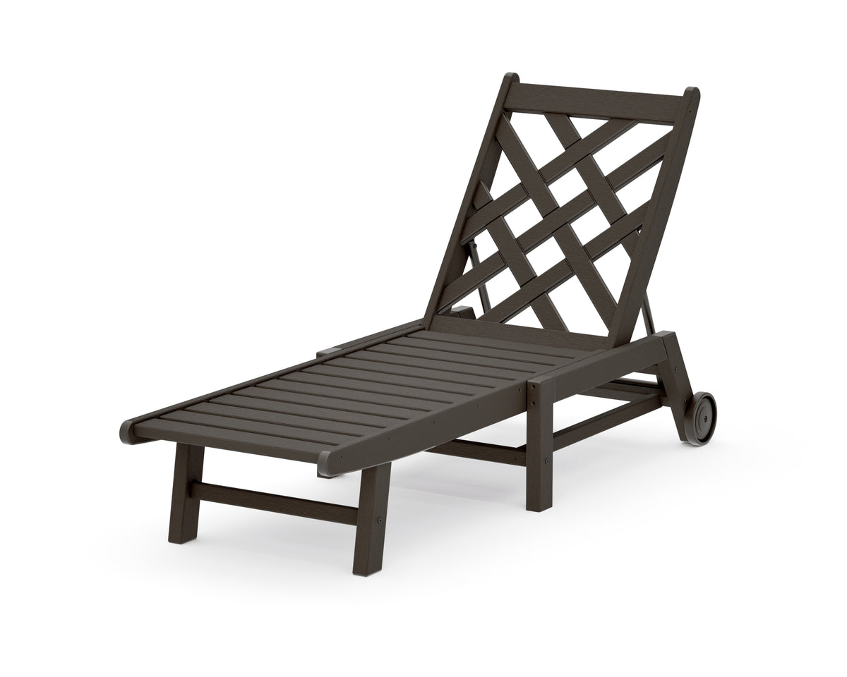 POLYWOOD Wovendale Chaise with Wheels in Vintage Coffee