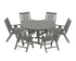 POLYWOOD Vineyard 7-Piece Folding Chair Round Farmhouse Dining Set in Slate Grey