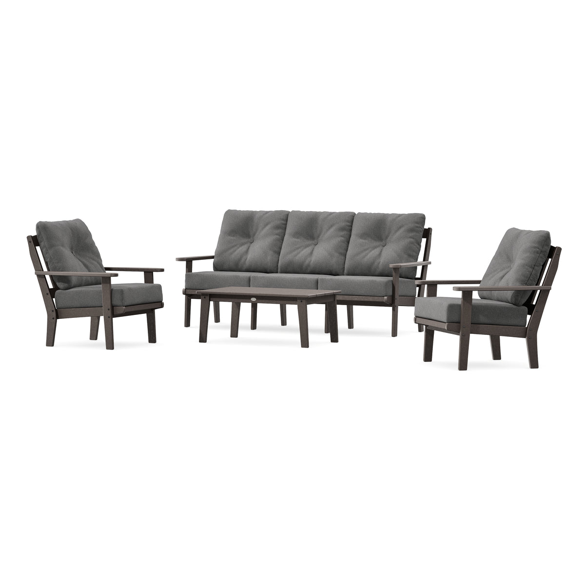 POLYWOOD Mission 4-Piece Deep Seating Set with Sofa in Vintage Coffee