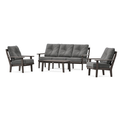 POLYWOOD Mission 4-Piece Deep Seating Set with Sofa in Vintage Coffee