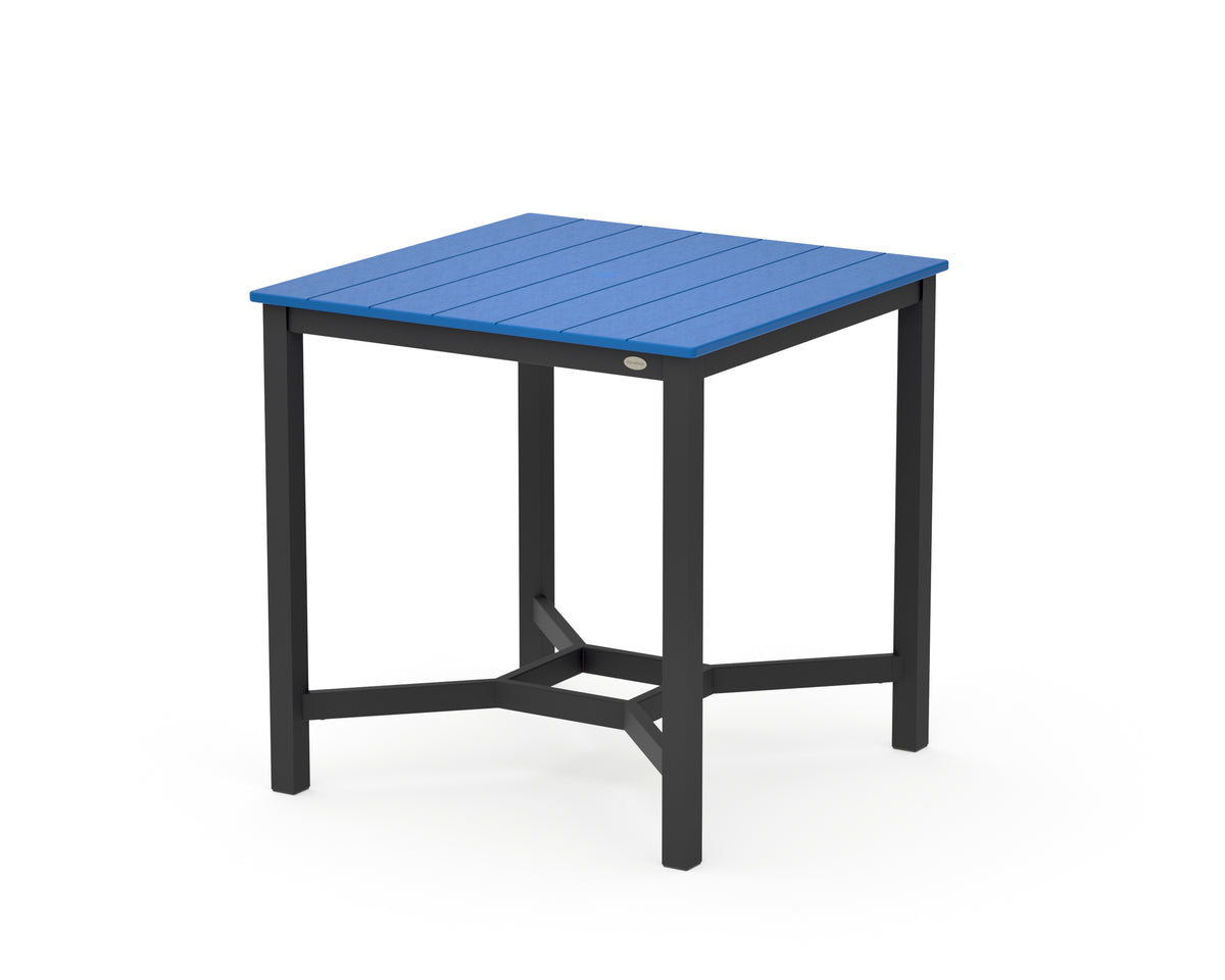 POLYWOOD Main Street 36 x 36 Counter Table in Black / Pacific Blue