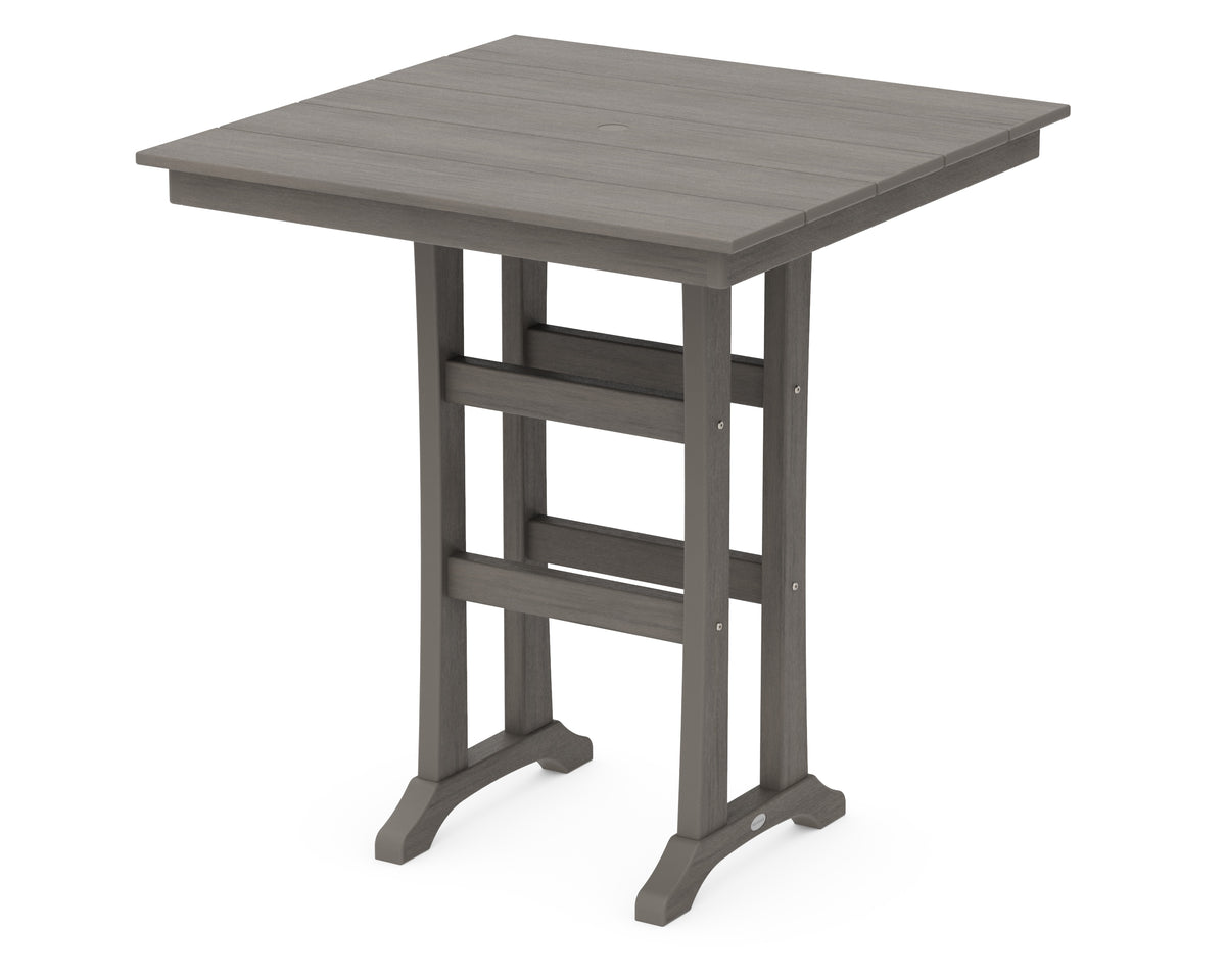POLYWOOD Farmhouse Trestle 37" Bar Table in Driftwood