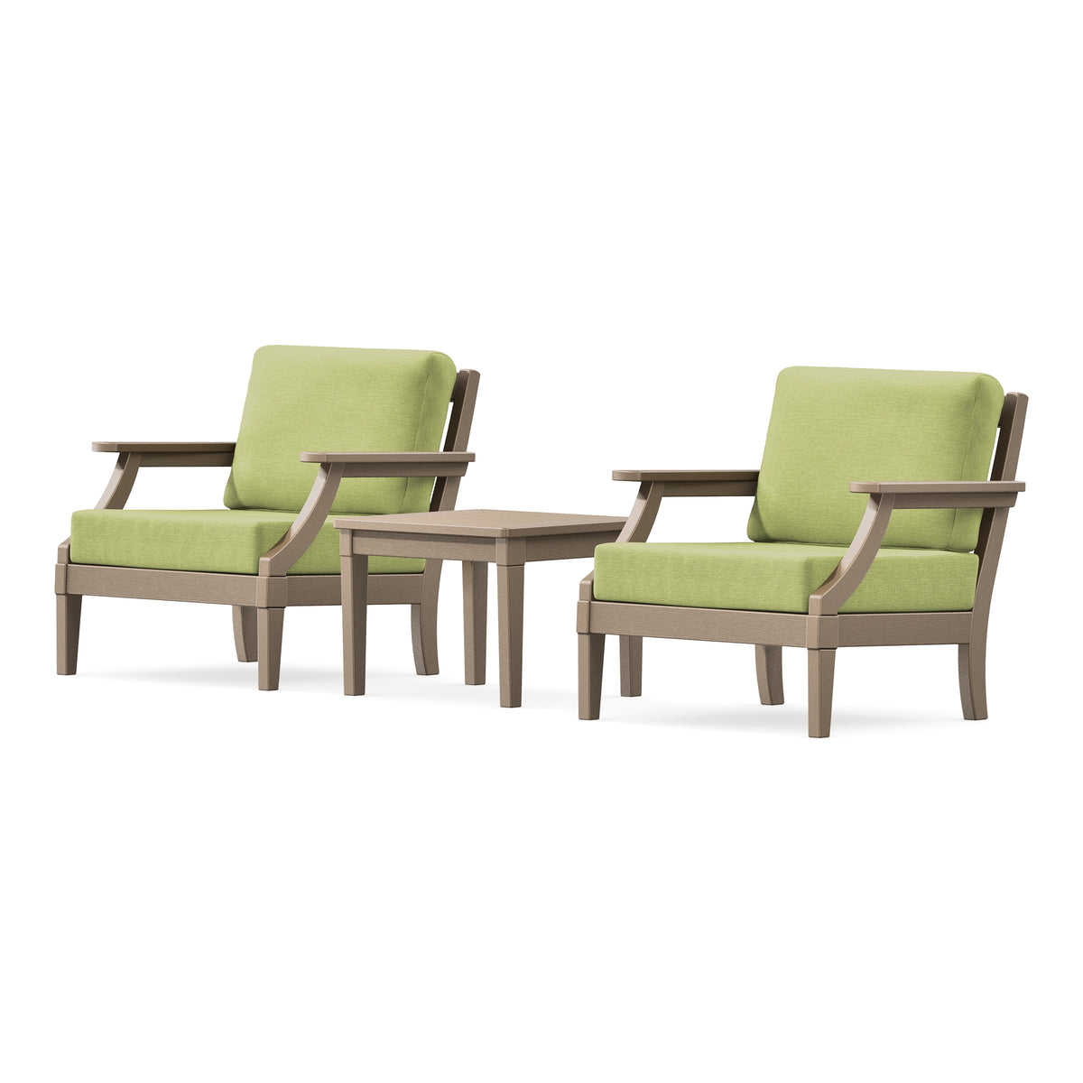 POLYWOOD PW Designer Series Estate 3-Piece Lounge Chair Set in Vintage Sahara / Chartreuse Boucle