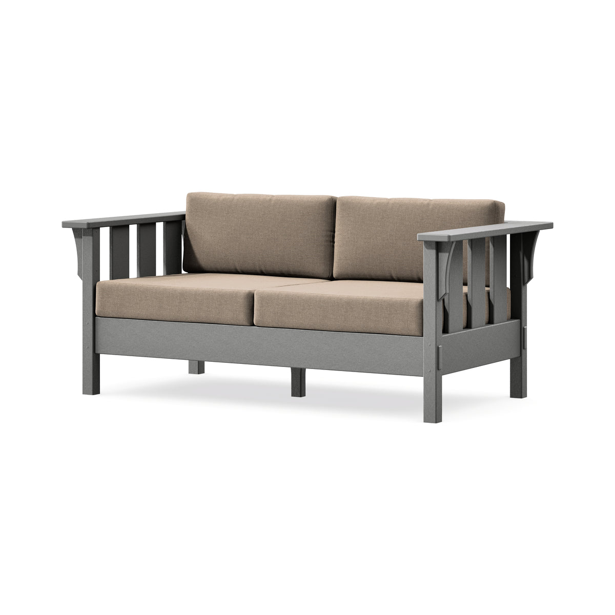 POLYWOOD Acadia Deep Seating Loveseat in Slate Grey / Spiced Burlap