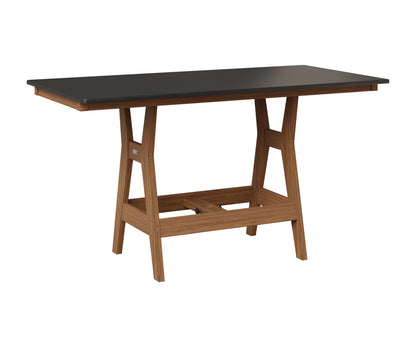 Berlin Gardens Harbor 33" x 66" Rectangular Table in Antique Mahogany, Hammered Black top