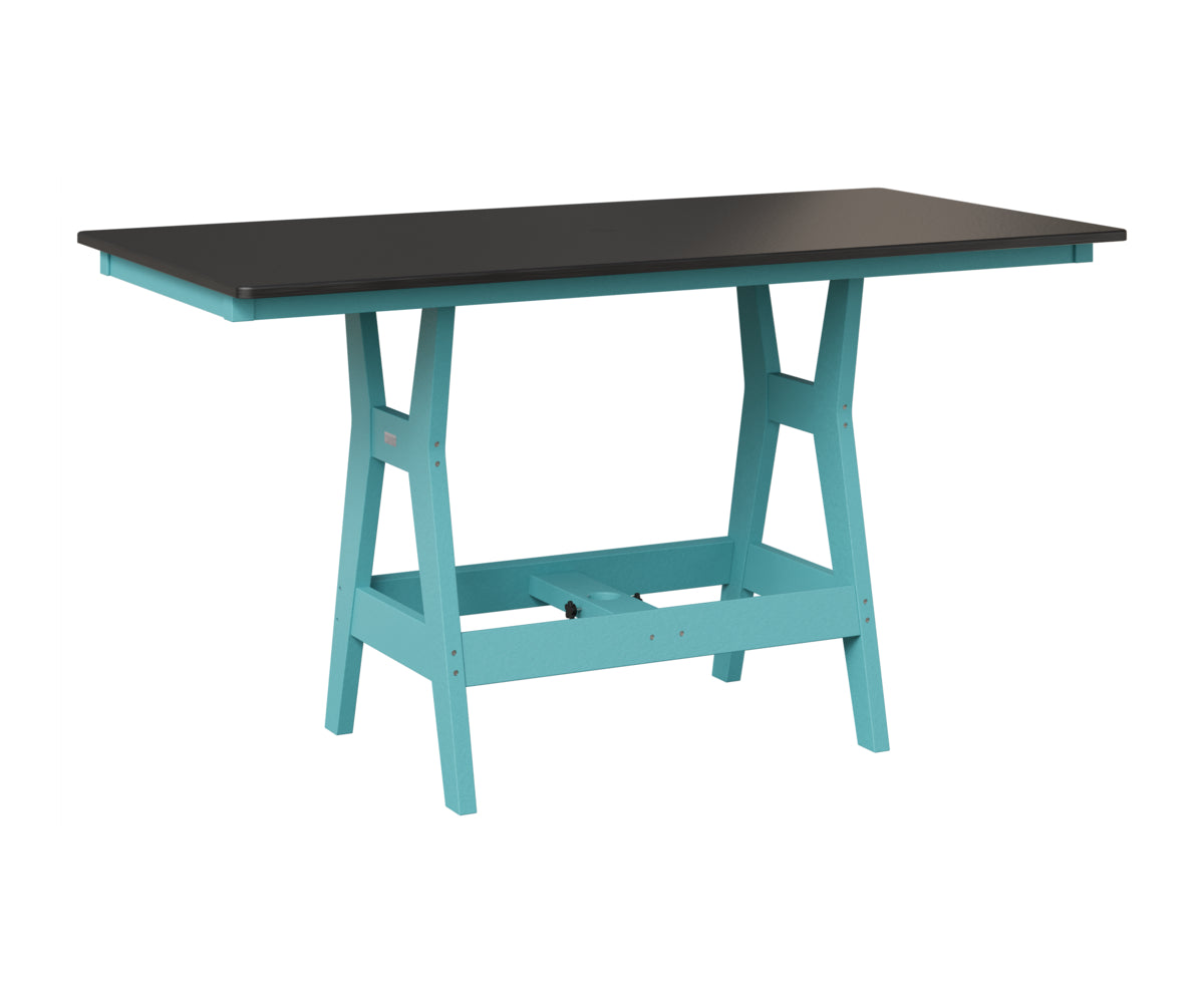 Berlin Gardens Harbor 33" x 66" Rectangular Table in Aruba Blue, Hammered Black top