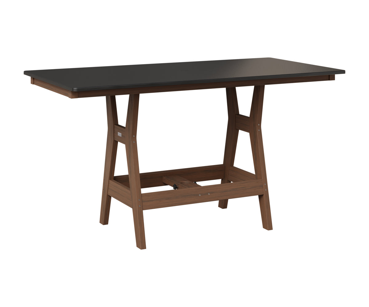 Berlin Gardens Harbor 33" x 66" Rectangular Table in Brazilian Walnut, Hammered Black top