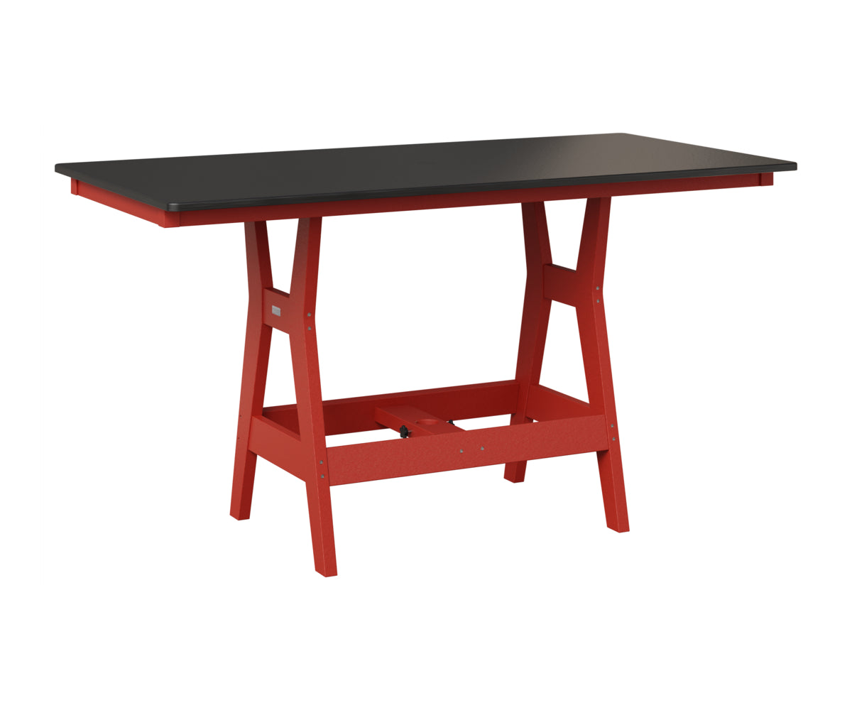 Berlin Gardens Harbor 33" x 66" Rectangular Table in Scarlet Red, Hammered Black top