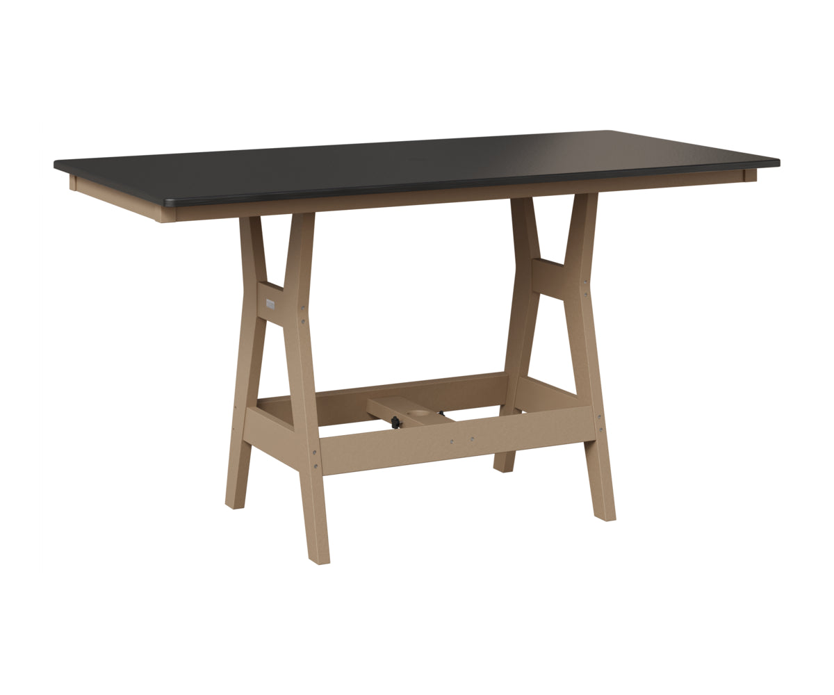 Berlin Gardens Harbor 33" x 66" Rectangular Table in Weatherwood, Hammered Black top