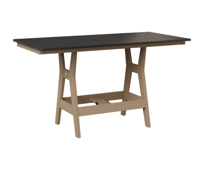 Berlin Gardens Harbor 33" x 66" Rectangular Table in Weatherwood, Hammered Black top