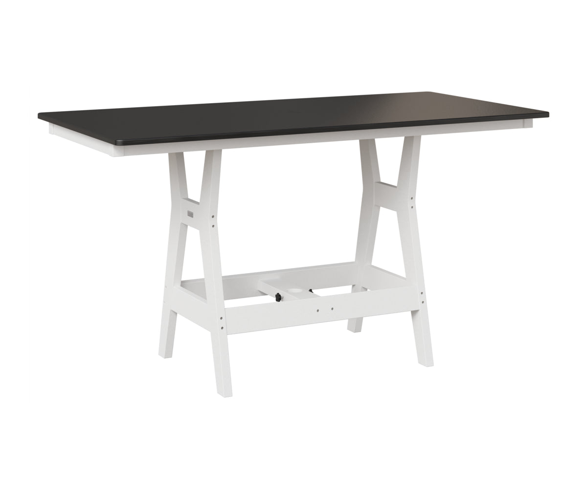 Berlin Gardens Harbor 33" x 66" Rectangular Table in White, Hammered Black top