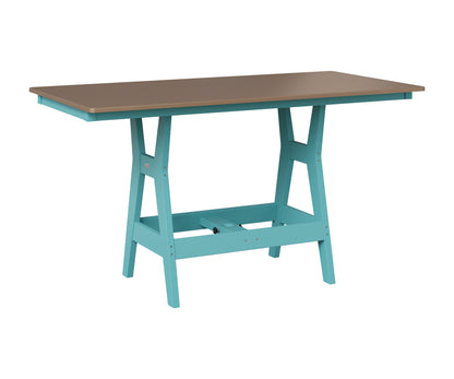 Berlin Gardens Harbor 33" x 66" Rectangular Table in Aruba Blue, Hammered Bronze top