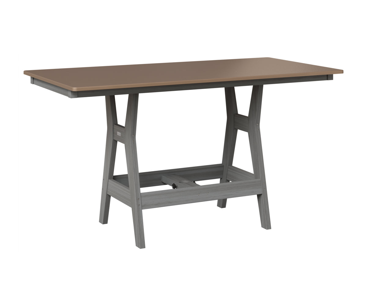 Berlin Gardens Harbor 33" x 66" Rectangular Table in Driftwood Gray, Hammered Bronze top