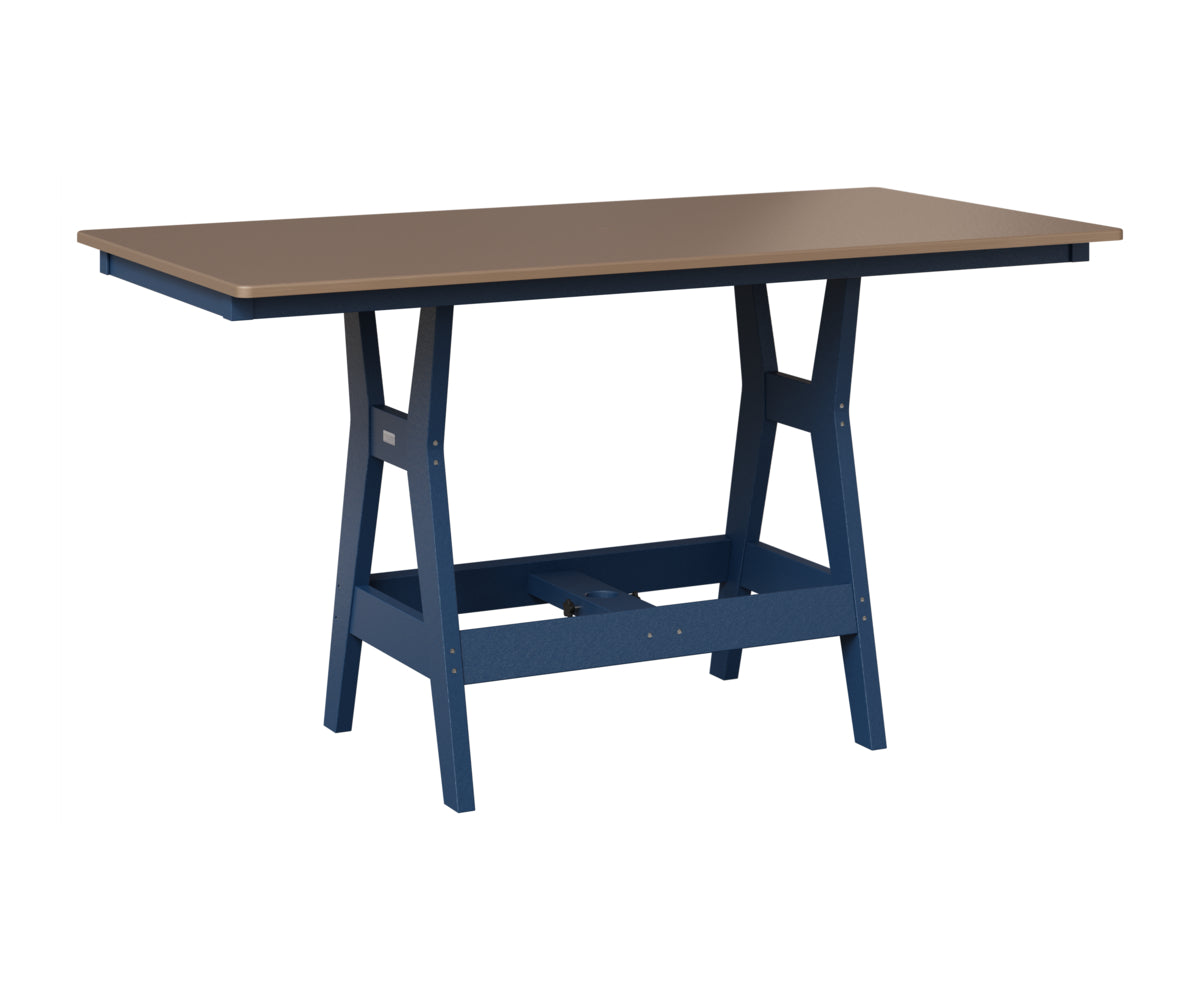 Berlin Gardens Harbor 33" x 66" Rectangular Table in Navy Blue, Hammered Bronze top