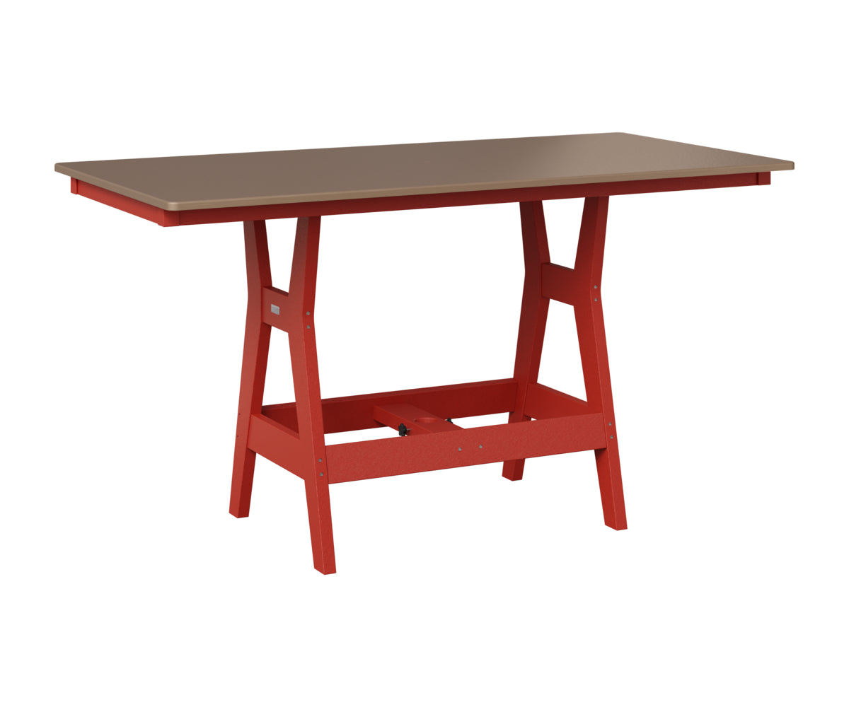 Berlin Gardens Harbor 33" x 66" Rectangular Table in Scarlet Red, Hammered Bronze top