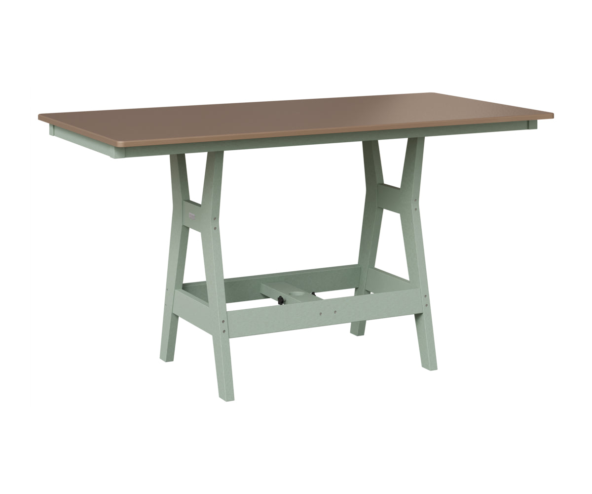 Berlin Gardens Harbor 33" x 66" Rectangular Table in Sea Foam, Hammered Bronze top