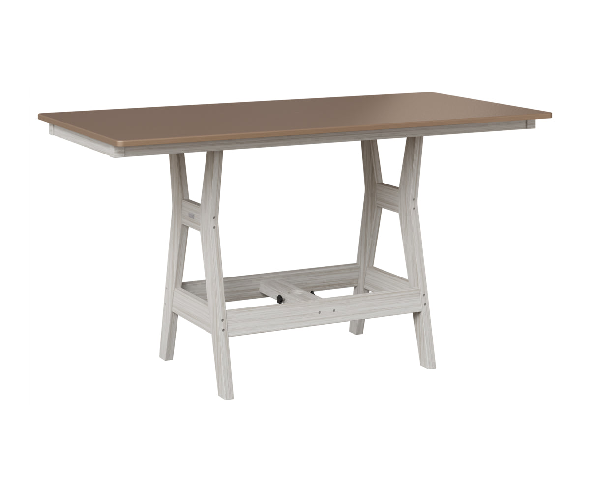 Berlin Gardens Harbor 33" x 66" Rectangular Table in Seashell, Hammered Bronze top