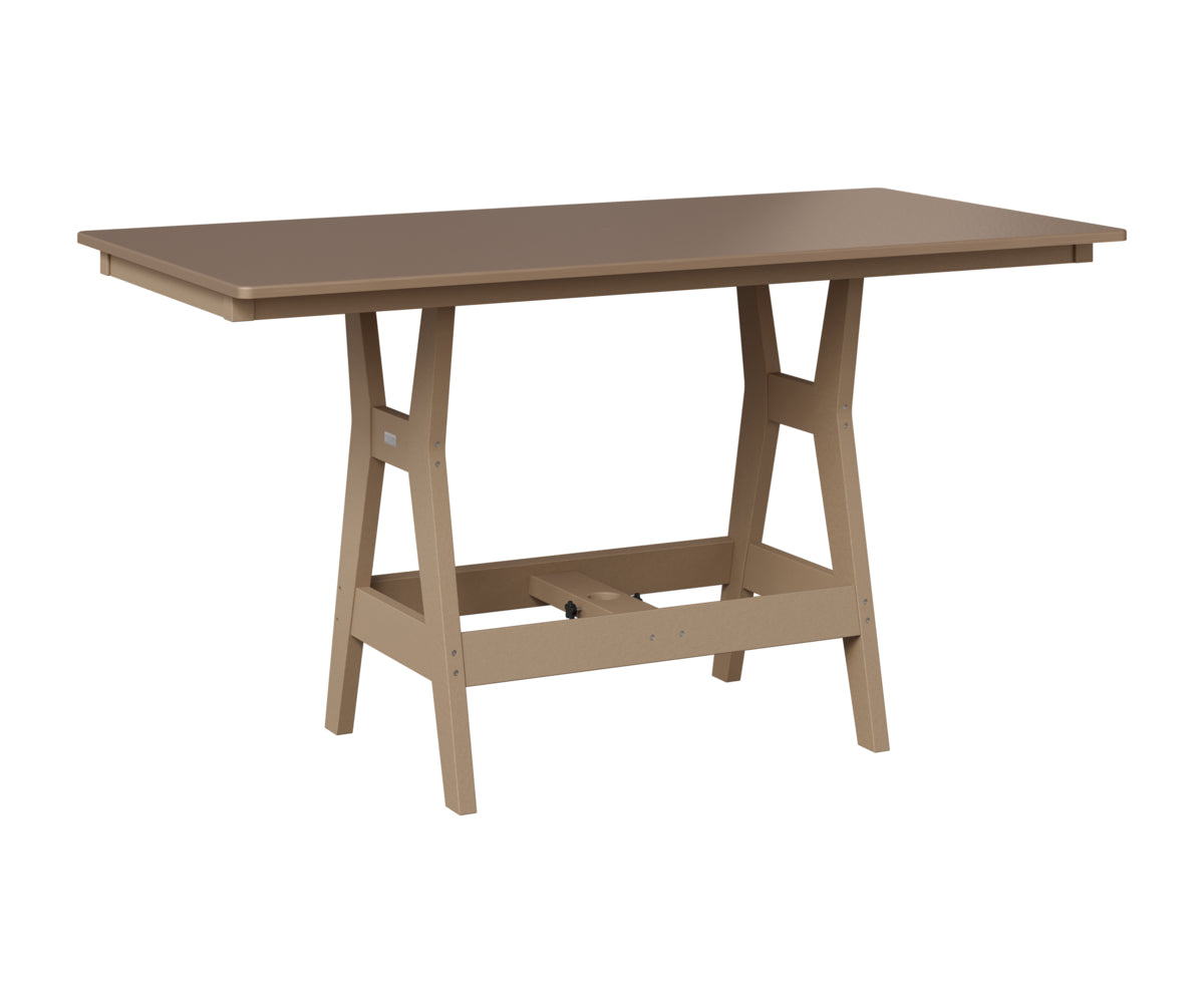 Berlin Gardens Harbor 33" x 66" Rectangular Table in Weatherwood, Hammered Bronze top