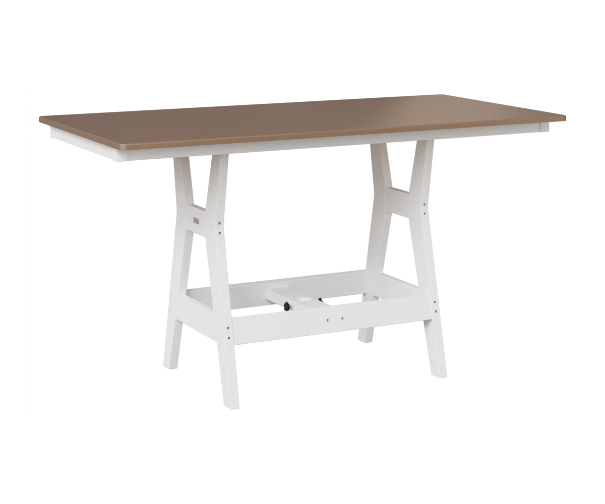 Berlin Gardens Harbor 33" x 66" Rectangular Table in White, Hammered Bronze top