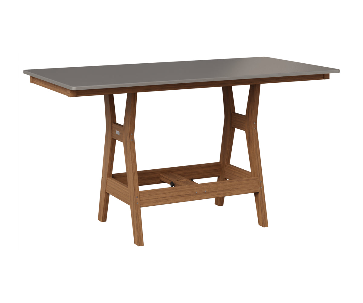 Berlin Gardens Harbor 33" x 66" Rectangular Table in Antique Mahogany, Hammered Stainless top