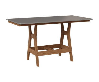 Berlin Gardens Harbor 33" x 66" Rectangular Table in Antique Mahogany, Hammered Stainless top