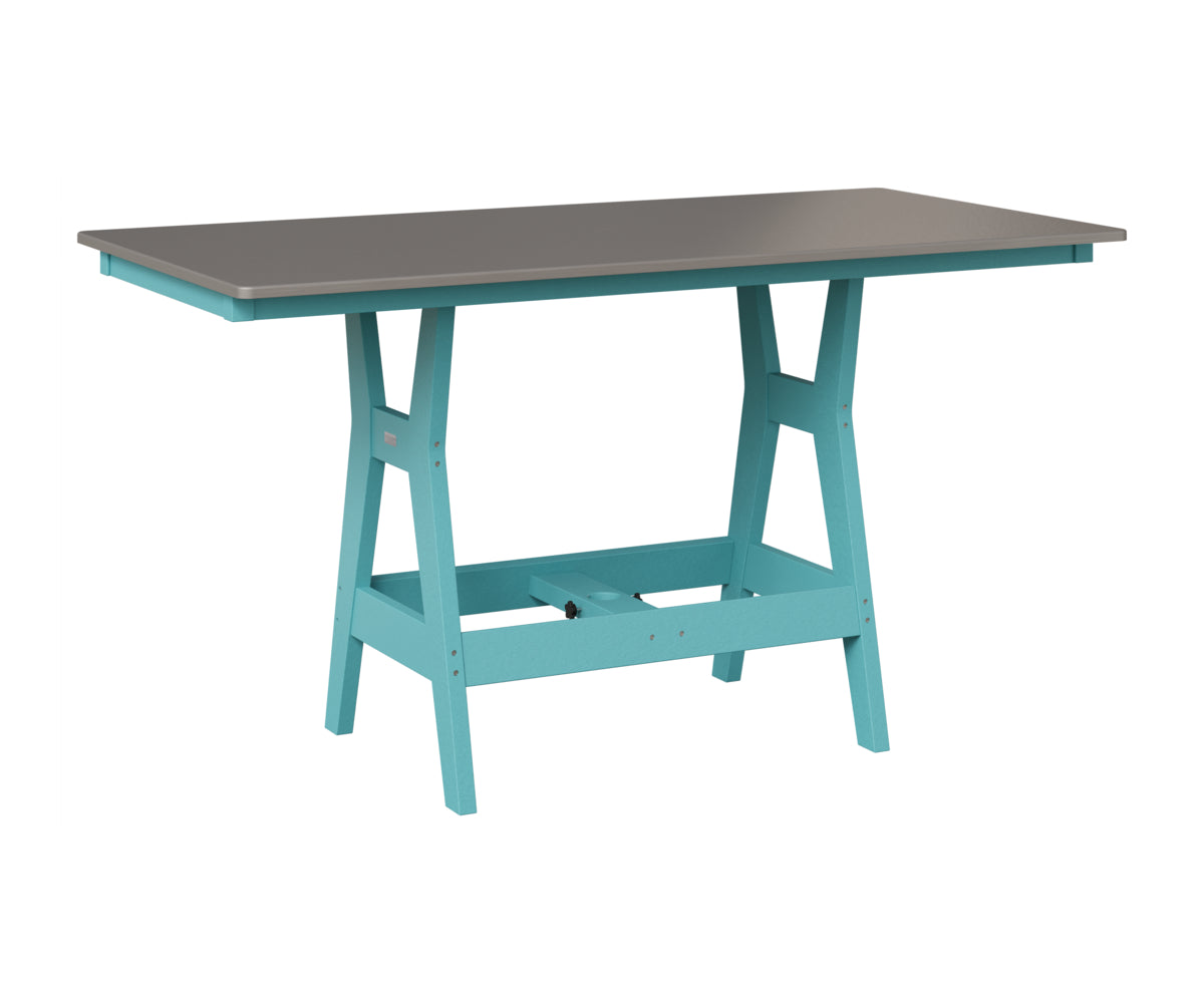 Berlin Gardens Harbor 33" x 66" Rectangular Table in Aruba Blue, Hammered Stainless top
