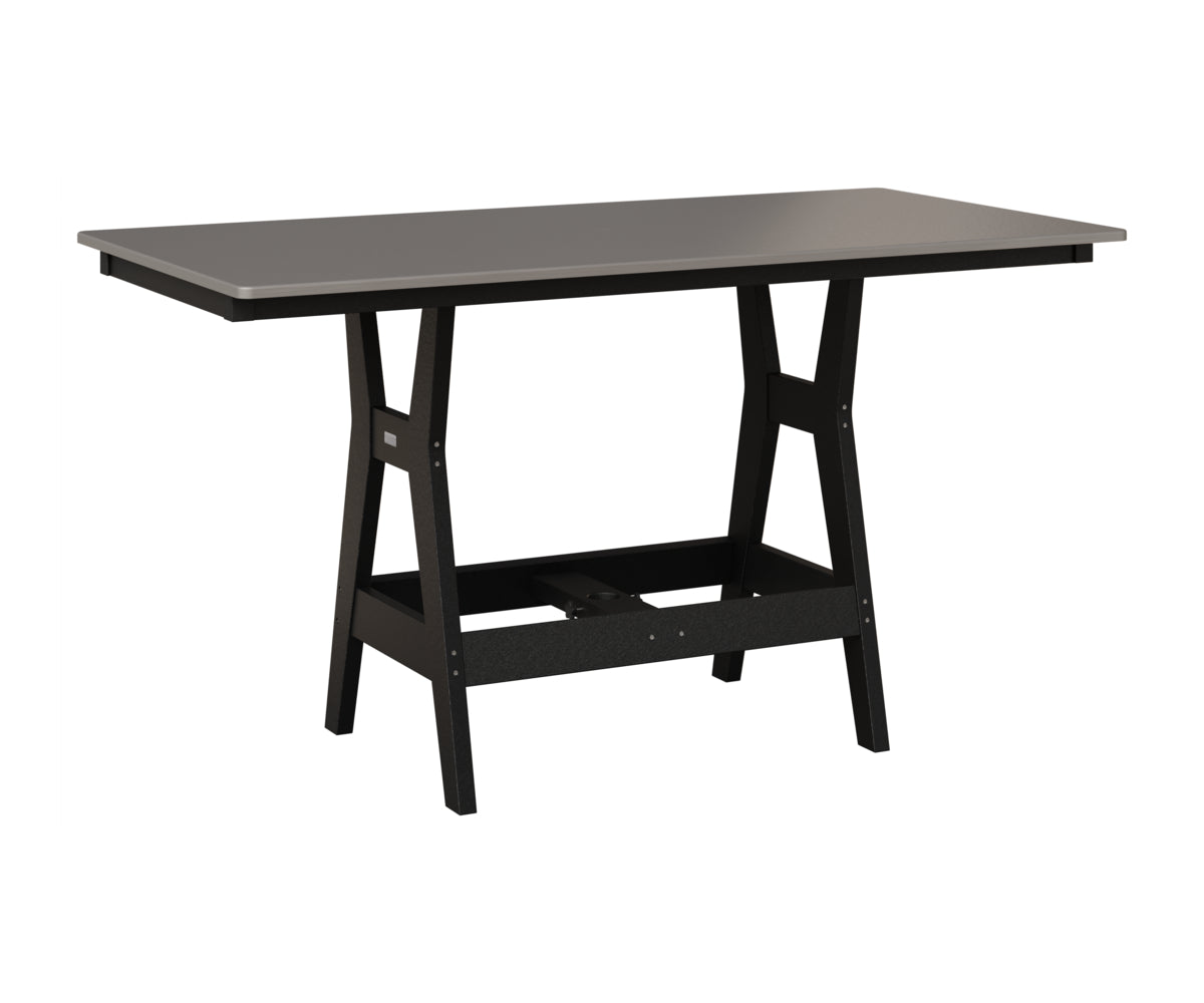 Berlin Gardens Harbor 33" x 66" Rectangular Table in Black, Hammered Stainless top