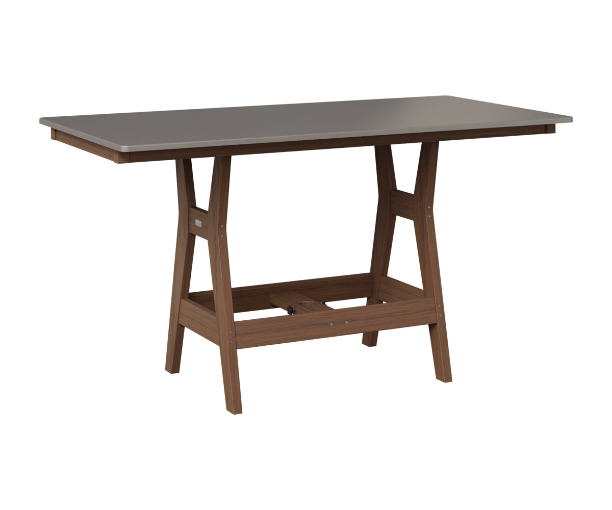 Berlin Gardens Harbor 33" x 66" Rectangular Table in Brazilian Walnut, Hammered Stainless top