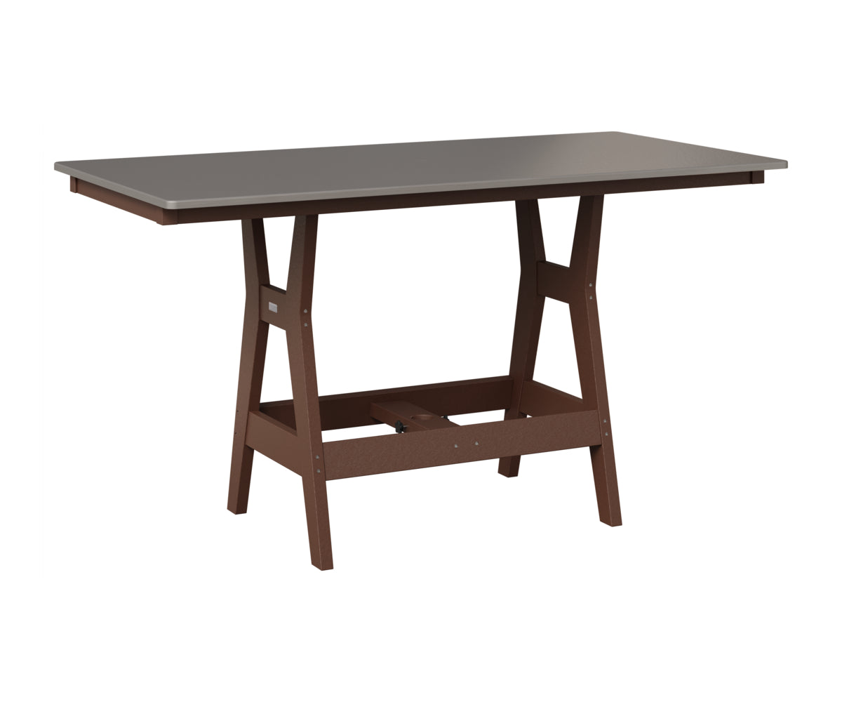 Berlin Gardens Harbor 33" x 66" Rectangular Table in Chocolate Brown, Hammered Stainless top