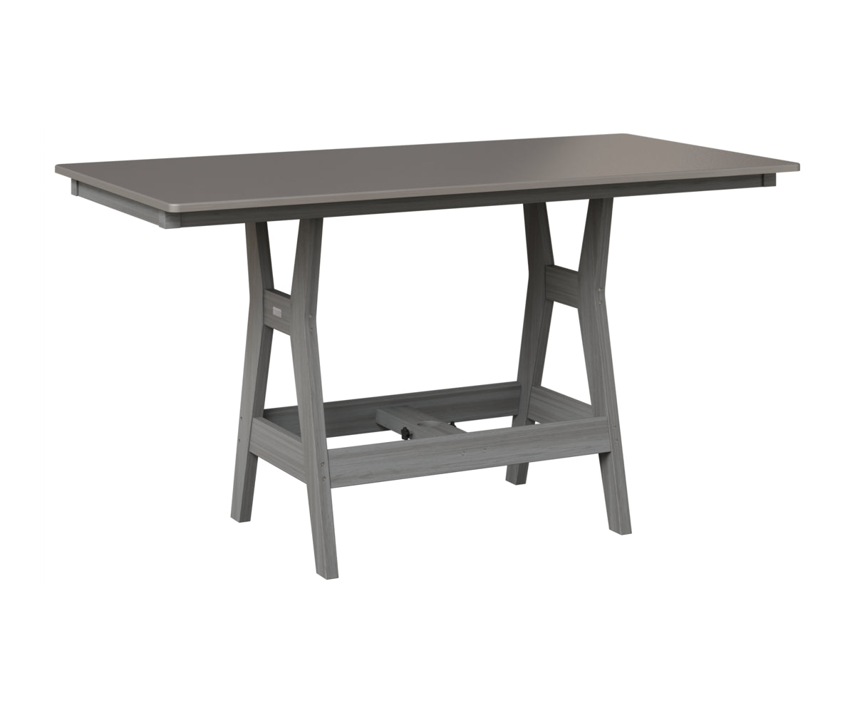 Berlin Gardens Harbor 33" x 66" Rectangular Table in Driftwood Gray, Hammered Stainless top
