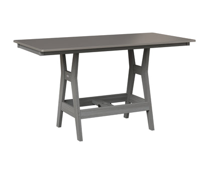 Berlin Gardens Harbor 33" x 66" Rectangular Table in Driftwood Gray, Hammered Stainless top