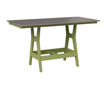 Berlin Gardens Harbor 33" x 66" Rectangular Table in Kiwi Green, Hammered Stainless top