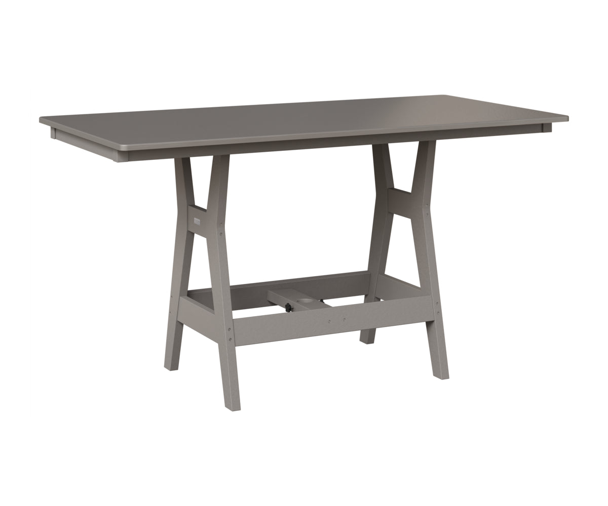 Berlin Gardens Harbor 33" x 66" Rectangular Table in Light Gray, Hammered Stainless top