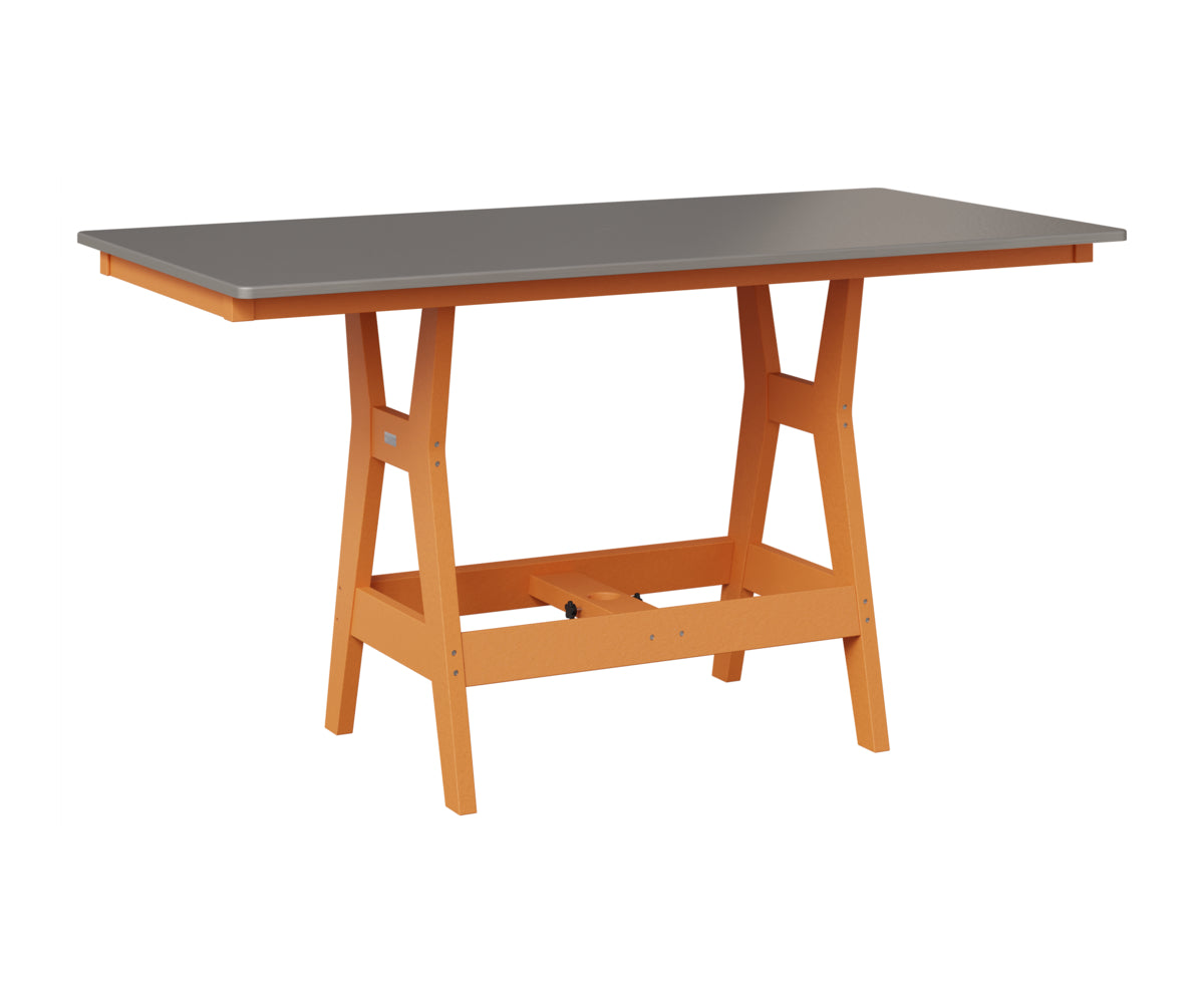 Berlin Gardens Harbor 33" x 66" Rectangular Table in Mango Orange, Hammered Stainless top
