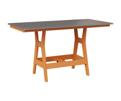 Berlin Gardens Harbor 33" x 66" Rectangular Table in Mango Orange, Hammered Stainless top
