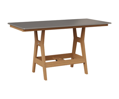 Berlin Gardens Harbor 33" x 66" Rectangular Table in Natural Teak, Hammered Stainless top