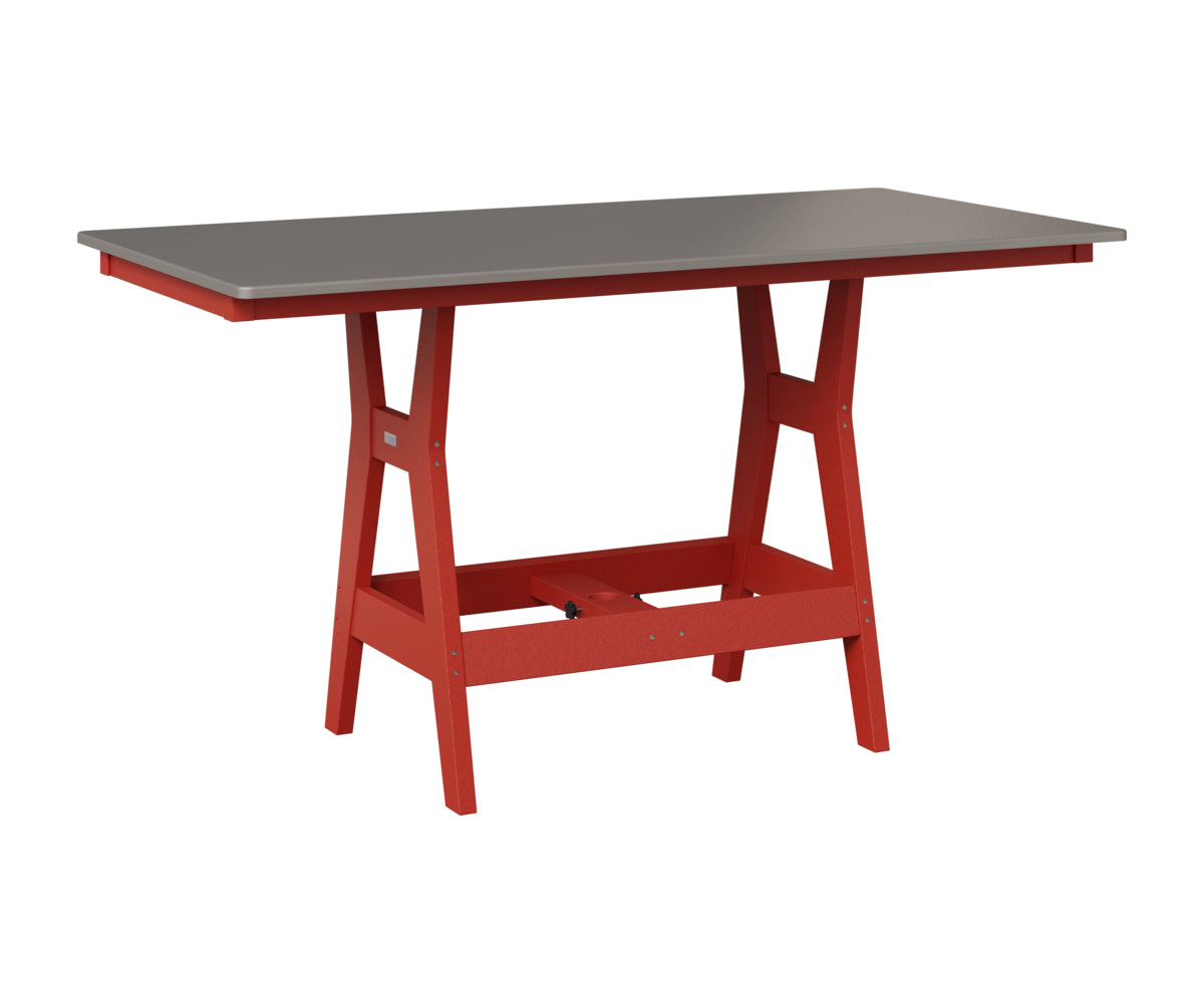 Berlin Gardens Harbor 33" x 66" Rectangular Table in Scarlet Red, Hammered Stainless top