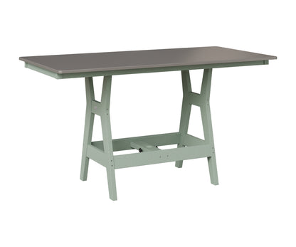 Berlin Gardens Harbor 33" x 66" Rectangular Table in Sea Foam, Hammered Stainless top