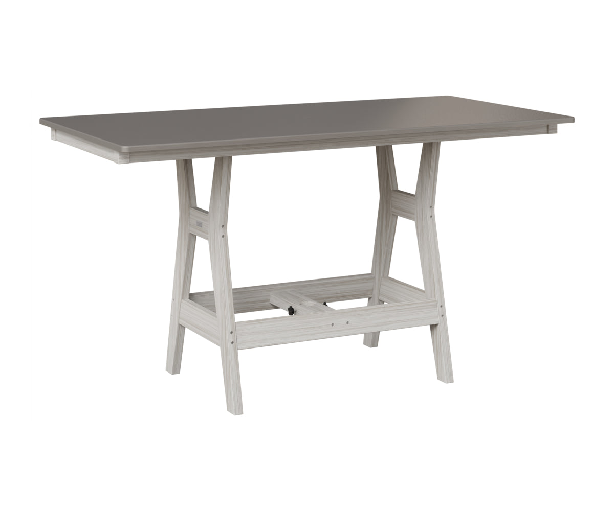 Berlin Gardens Harbor 33" x 66" Rectangular Table in Seashell, Hammered Stainless top