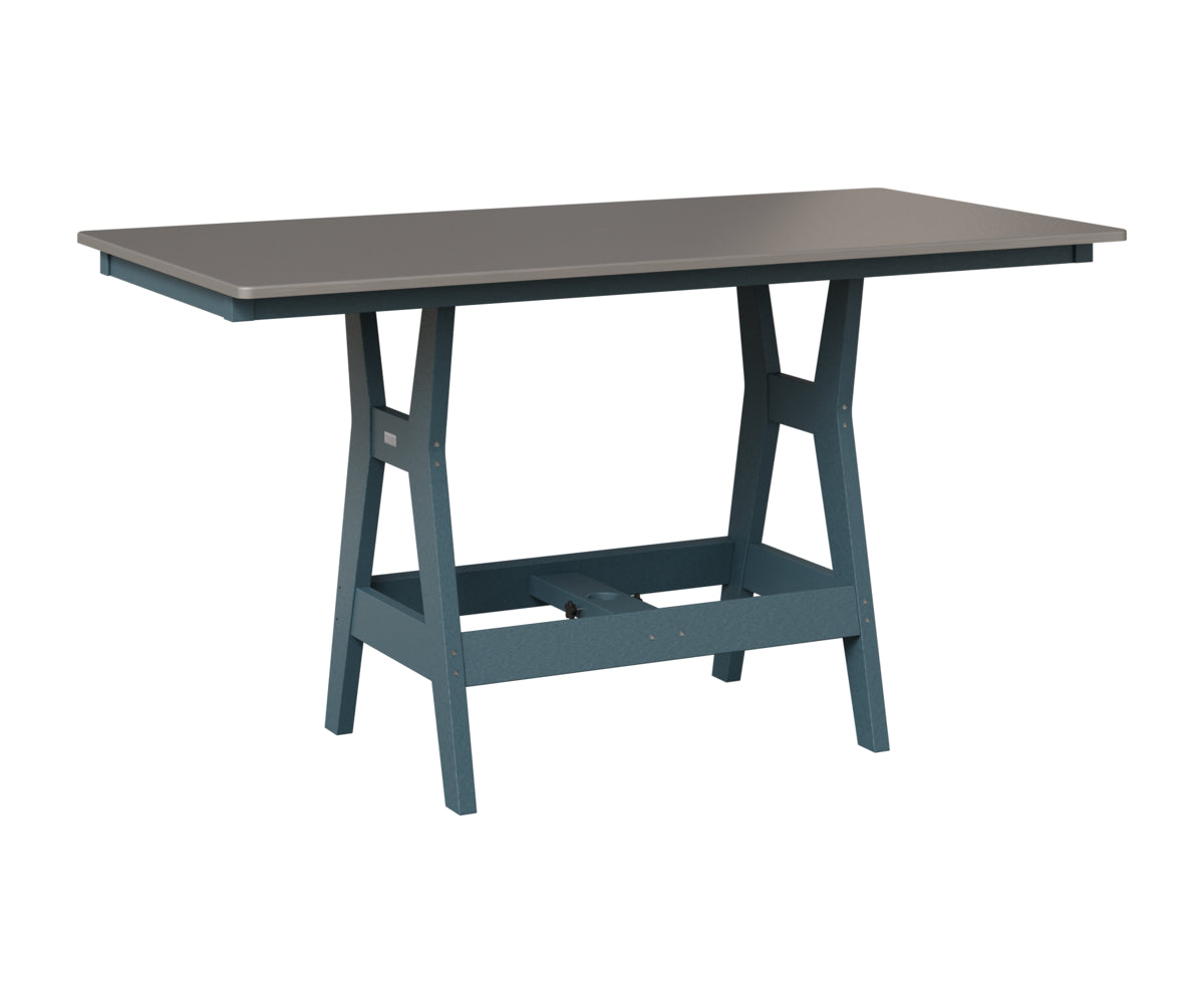 Berlin Gardens Harbor 33" x 66" Rectangular Table in Slate, Hammered Stainless top