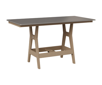 Berlin Gardens Harbor 33" x 66" Rectangular Table in Weatherwood, Hammered Stainless top