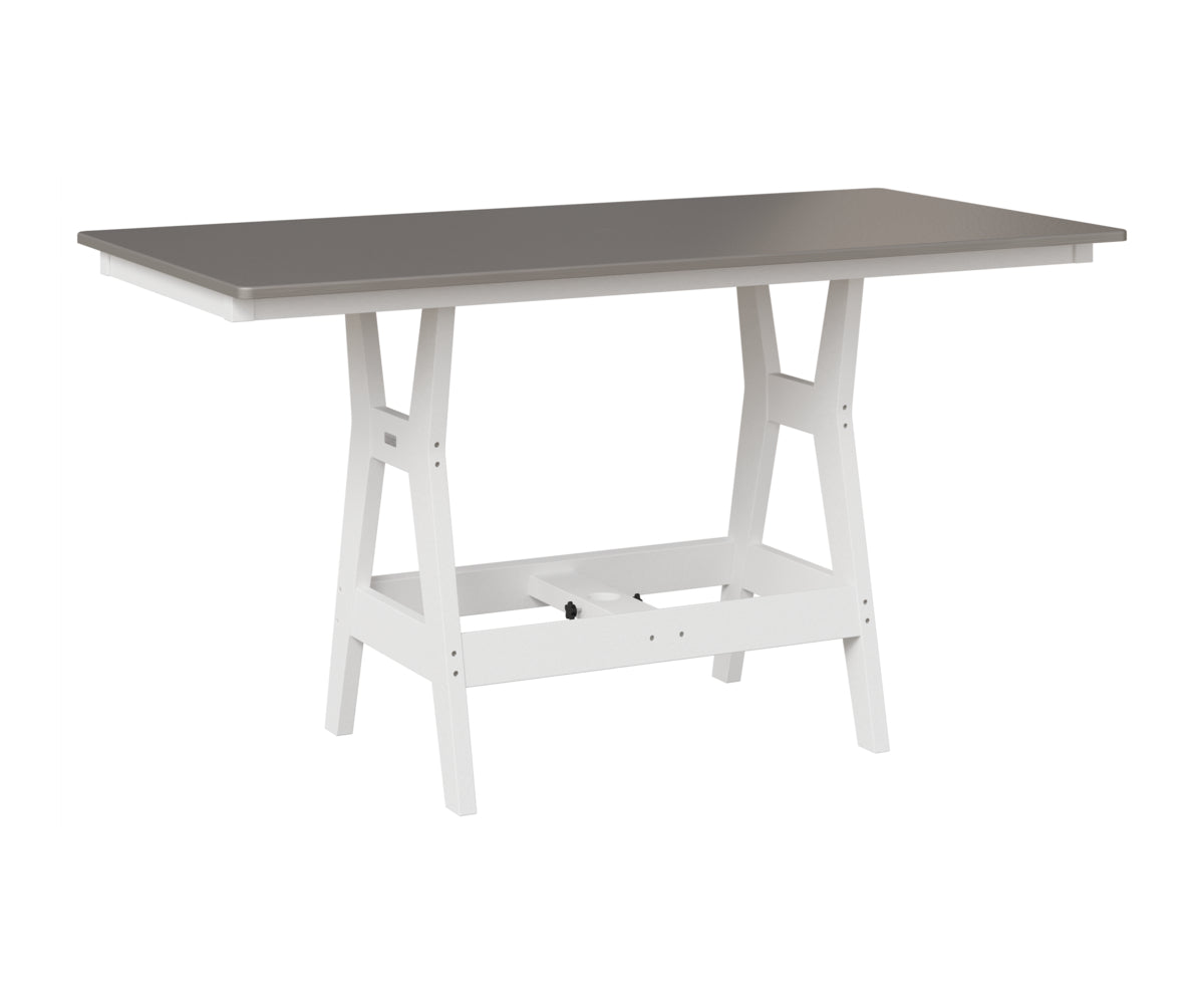 Berlin Gardens Harbor 33" x 66" Rectangular Table in White, Hammered Stainless top