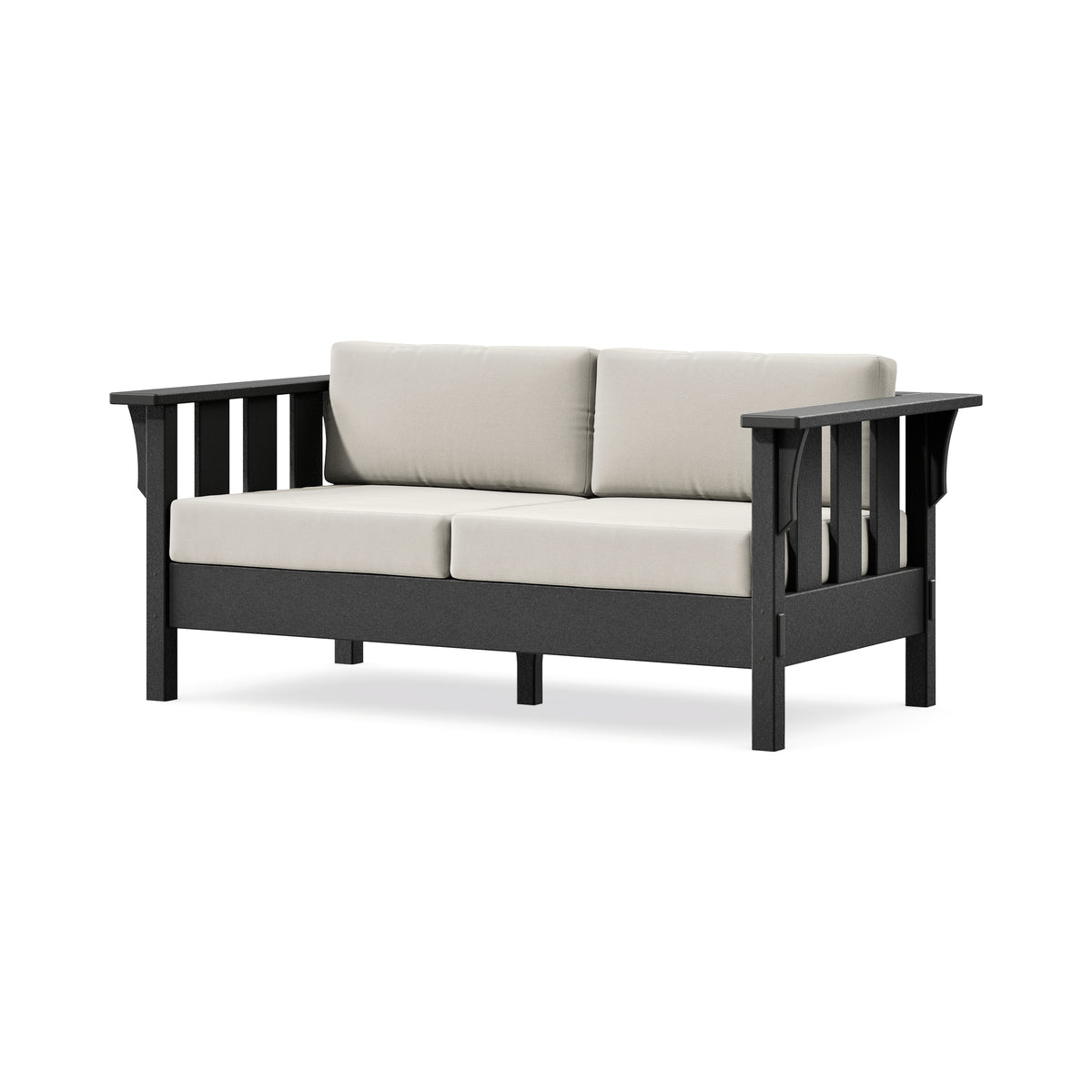 POLYWOOD Acadia Deep Seating Loveseat in Black / Blend Linen