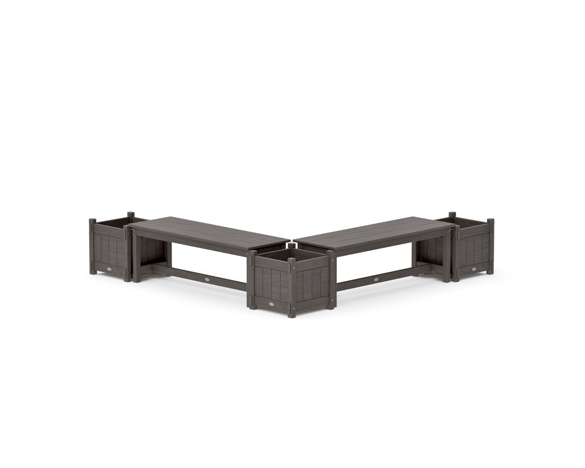 POLYWOOD 48" Vineyard L-Shaped Planter Bench Corner Set in Driftwood