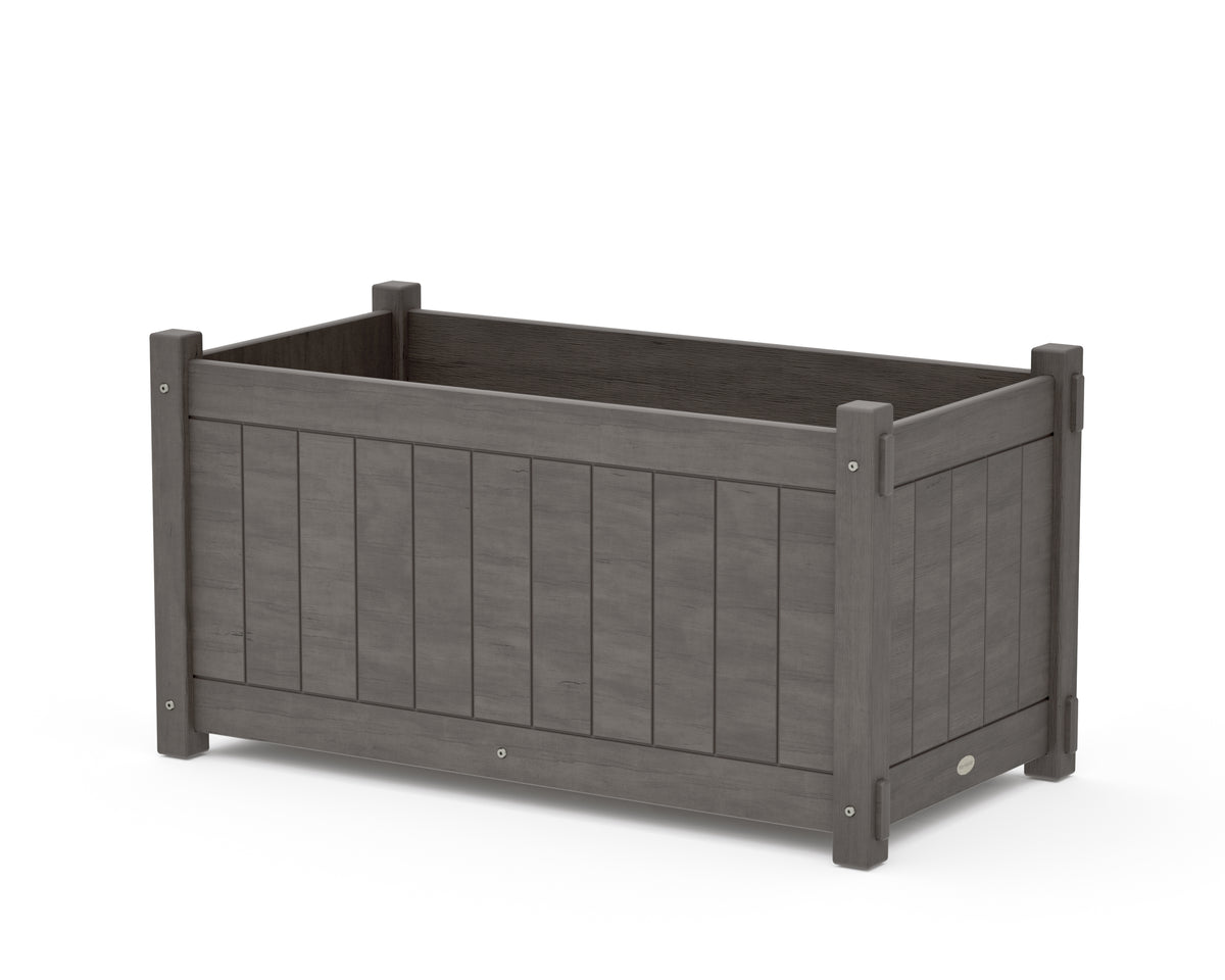 POLYWOOD Vineyard Large Rectangle Double Planter Box in Driftwood