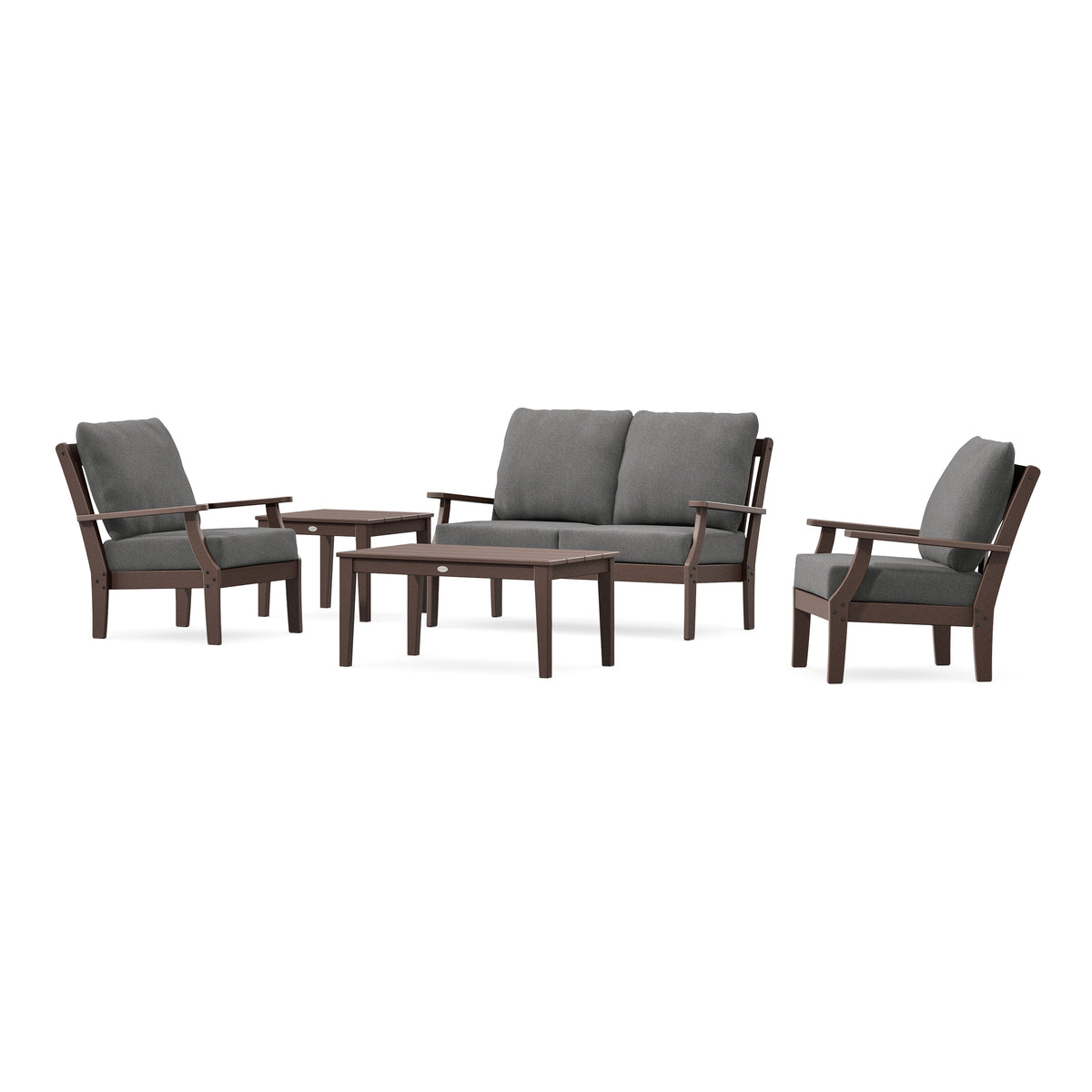POLYWOOD Braxton 5-Piece Deep Seating Set in Mahogany