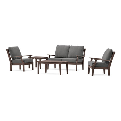 POLYWOOD Braxton 5-Piece Deep Seating Set in Mahogany