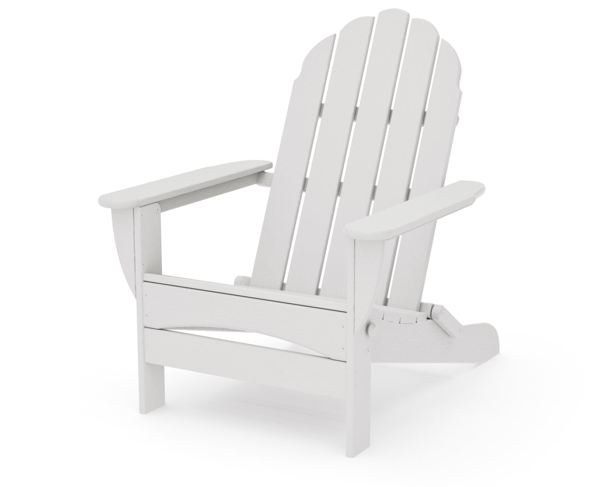 POLYWOOD Classic Oversized Folding Adirondack Chair in Vintage White