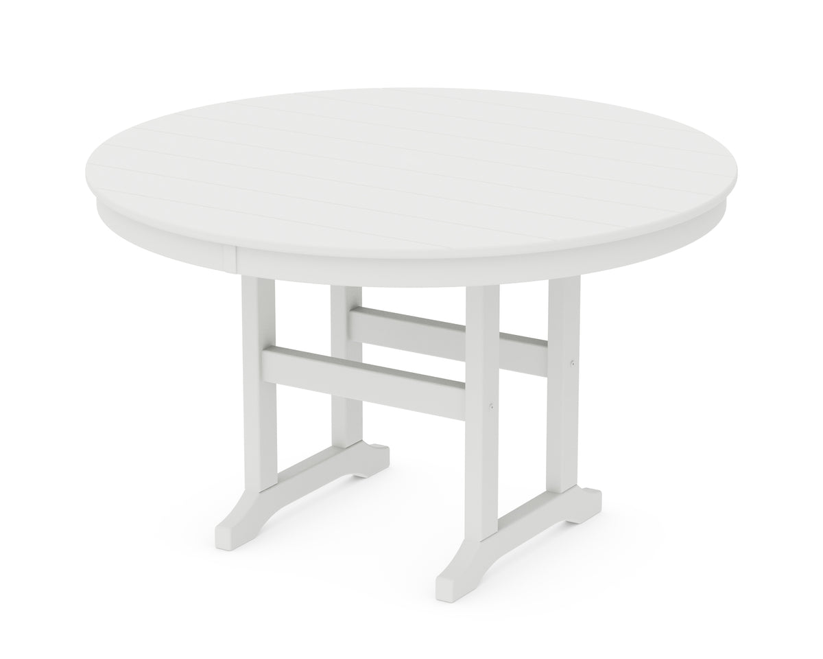 POLYWOOD 48" Round Farmhouse Dining Table in White